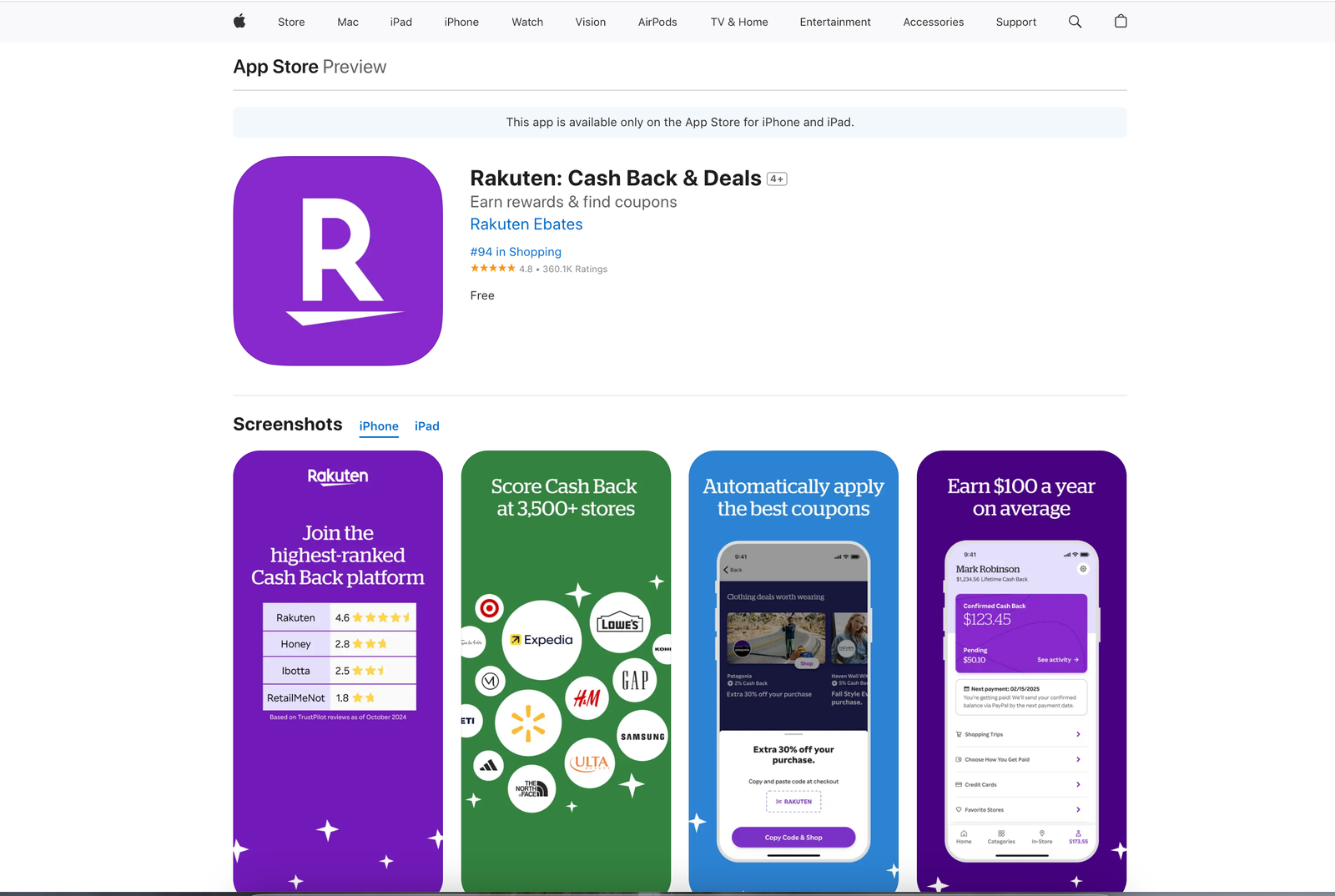 best cashback apps - rakuten